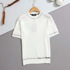 FD 펜디 스티치 자카드 반팔 스웨터