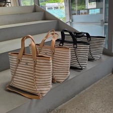 CN 샤넬 26C 크루즈 스트라이프 쇼퍼백