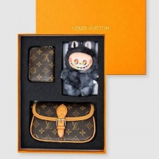 LV 루이비통 나노 다이앤 & 모노그램 어라운드 반지갑 & 라부부 시크릿 키링 셋