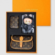 LV 루이비통 나노 다이앤 & 모노그램 어라운드 반지갑 & 라부부 시크릿 키링 셋