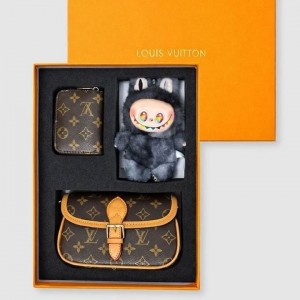 LV 루이비통 나노 다이앤 & 모노그램 어라운드 반지갑 & 라부부 시크릿 키링 셋
