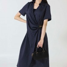 LW 로에베 모직 랩 드레스 -네이비-