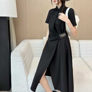 LW 로에베 모직 랩 드레스 -블랙-
